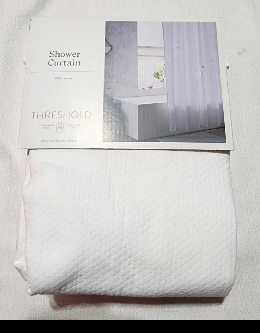 Threshold shower curtains 72'' x 72'' White diamond matelasse